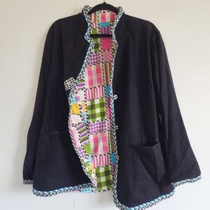 KOOS of course Reversible Silk Linen Blend Oversized Jacket Blazer XL